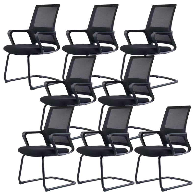 Modern Office Chair Fixed Arms Upholstered No Distressing Desk Chair Black 8 Piece Set Casters Not Included Clearhalo 'furn' 'furn_office_chair' 'Furniture' 'Office Chairs' 'Office Furniture' 'office_chair' 6599990