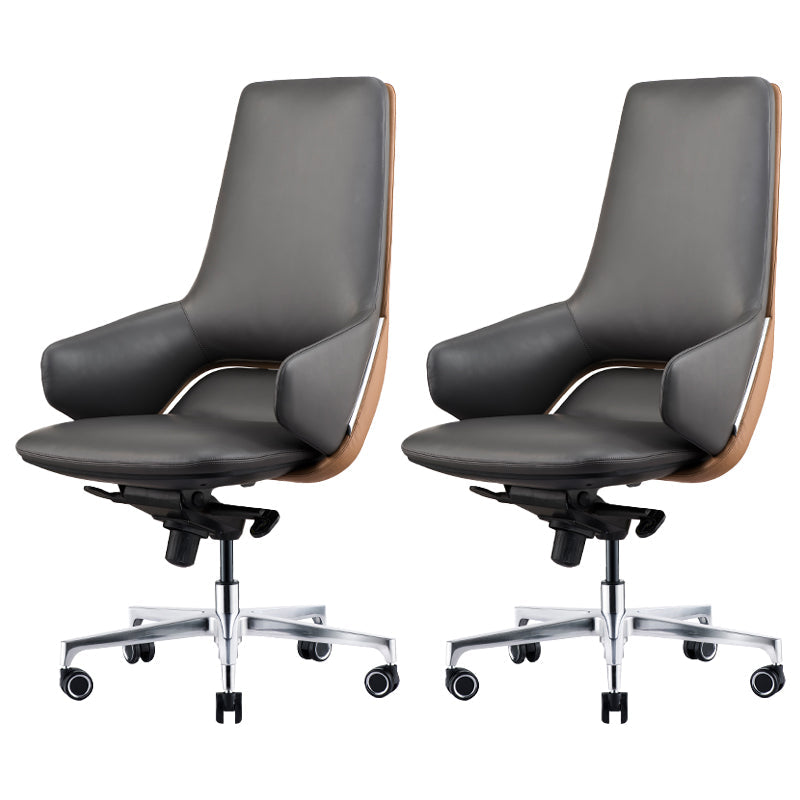 Modern Leather Managers Chair No Arm Executive Chair for Office Black 2 Piece Set Clearhalo 'furn' 'furn_office_chair' 'Furniture' 'Office Chairs' 'Office Furniture' 'office_chair' 6600019