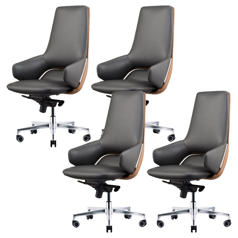 Modern Leather Managers Chair No Arm Executive Chair for Office Black 4 Piece Set Clearhalo 'furn' 'furn_office_chair' 'Furniture' 'Office Chairs' 'Office Furniture' 'office_chair' 6600021