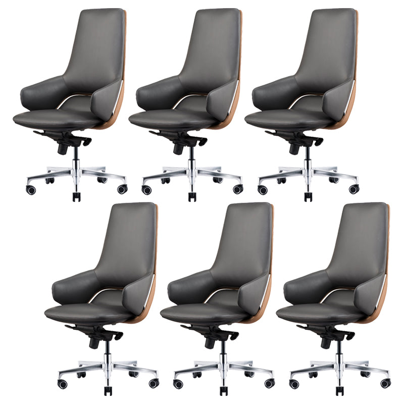 Modern Leather Managers Chair No Arm Executive Chair for Office Black 6 Piece Set Clearhalo 'furn' 'furn_office_chair' 'Furniture' 'Office Chairs' 'Office Furniture' 'office_chair' 6600022