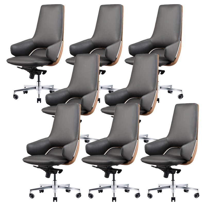 Modern Leather Managers Chair No Arm Executive Chair for Office Black 8 Piece Set Clearhalo 'furn' 'furn_office_chair' 'Furniture' 'Office Chairs' 'Office Furniture' 'office_chair' 6600025