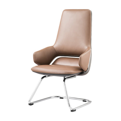 Modern Leather Managers Chair No Arm Executive Chair for Office Brown 1 Piece Clearhalo 'furn' 'furn_office_chair' 'Furniture' 'Office Chairs' 'Office Furniture' 'office_chair' 6600026