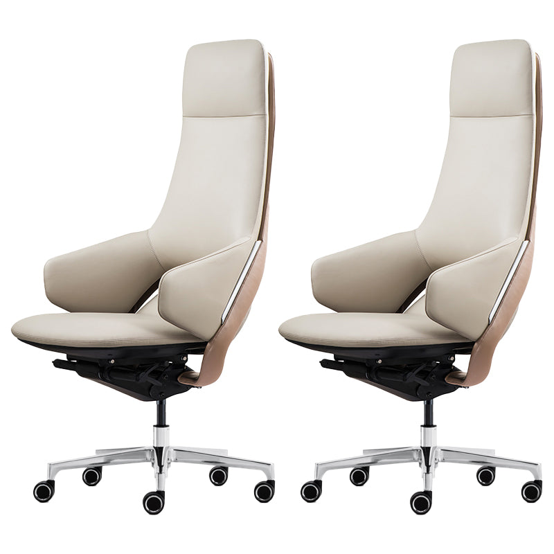 Modern Leather Managers Chair No Arm Executive Chair for Office Light Grey 2 Piece Set Clearhalo 'furn' 'furn_office_chair' 'Furniture' 'Office Chairs' 'Office Furniture' 'office_chair' 6600036