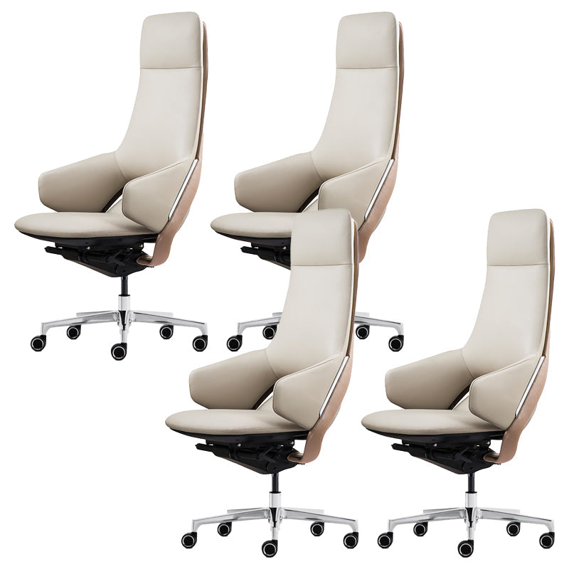 Modern Leather Managers Chair No Arm Executive Chair for Office Light Grey 4 Piece Set Clearhalo 'furn' 'furn_office_chair' 'Furniture' 'Office Chairs' 'Office Furniture' 'office_chair' 6600037