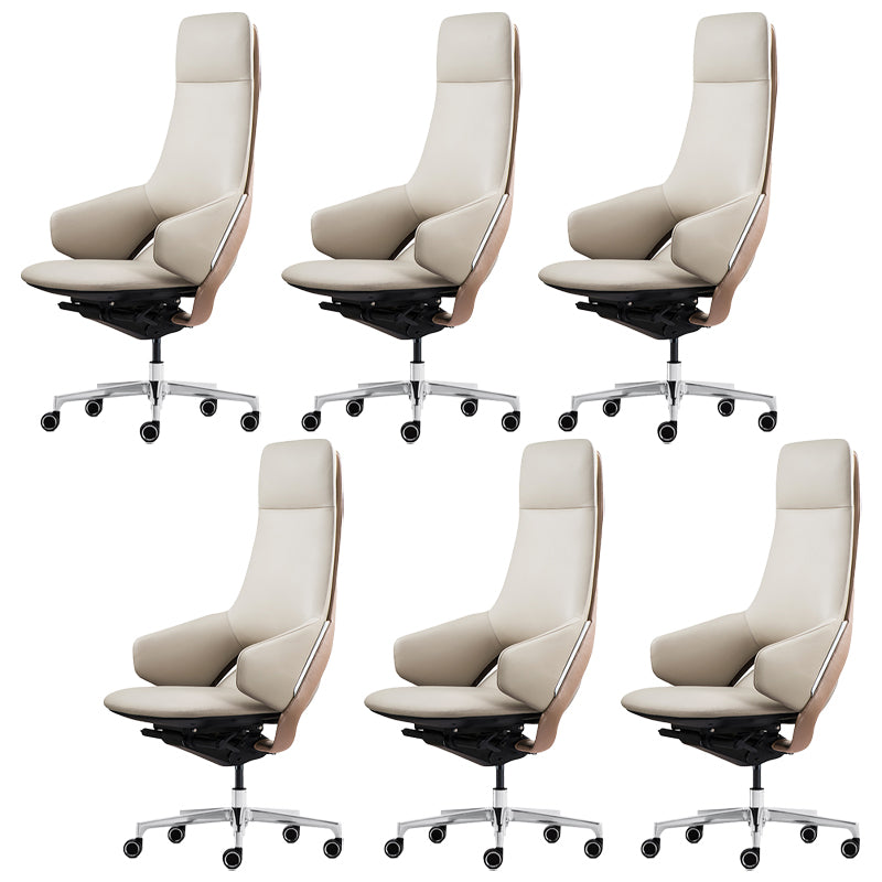Modern Leather Managers Chair No Arm Executive Chair for Office Light Grey 6 Piece Set Clearhalo 'furn' 'furn_office_chair' 'Furniture' 'Office Chairs' 'Office Furniture' 'office_chair' 6600038