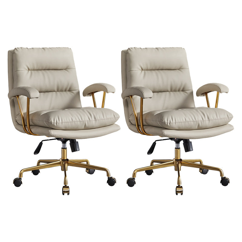 Padded Arms Modern Office Chair Adjustable Seat Height Desk Chair with Wheels Grey 2 Piece Set Clearhalo 'furn' 'furn_office_chair' 'Furniture' 'Office Chairs' 'Office Furniture' 'office_chair' 6600045