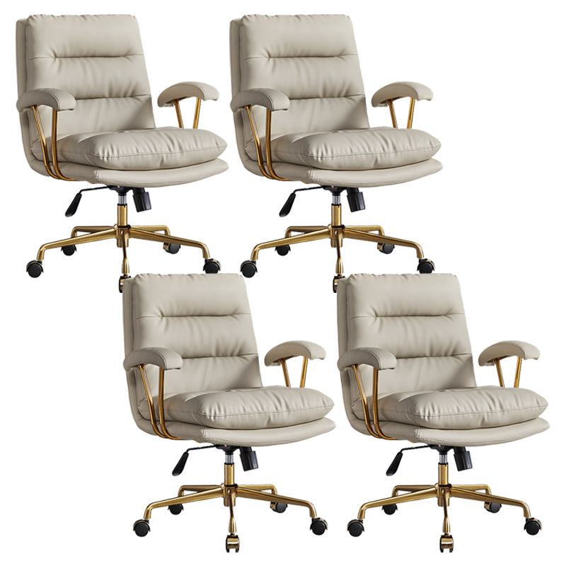 Padded Arms Modern Office Chair Adjustable Seat Height Desk Chair with Wheels Grey 4 Piece Set Clearhalo 'furn' 'furn_office_chair' 'Furniture' 'Office Chairs' 'Office Furniture' 'office_chair' 6600047