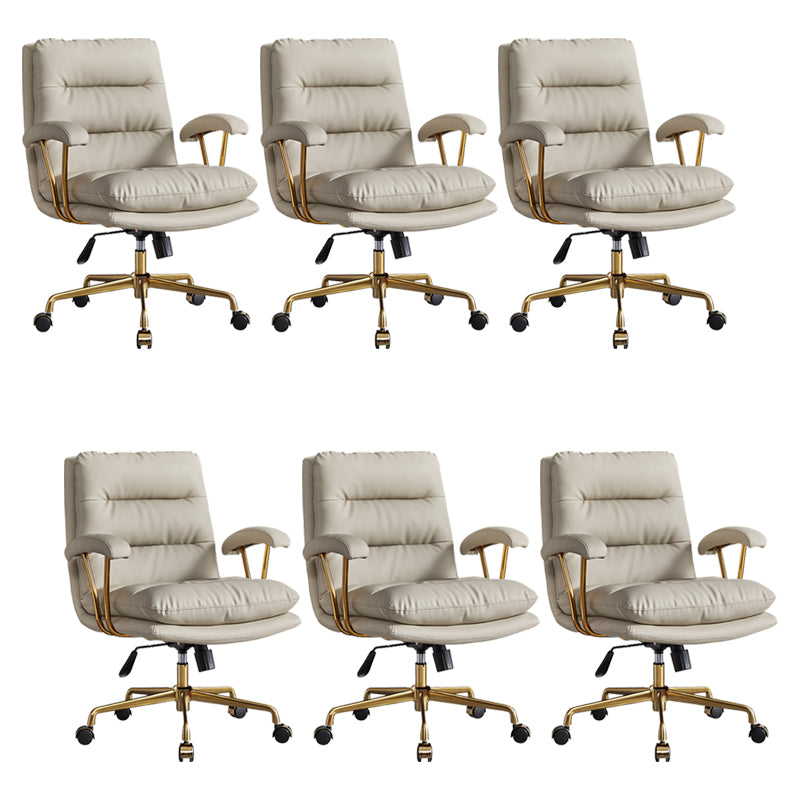 Padded Arms Modern Office Chair Adjustable Seat Height Desk Chair with Wheels Grey 6 Piece Set Clearhalo 'furn' 'furn_office_chair' 'Furniture' 'Office Chairs' 'Office Furniture' 'office_chair' 6600048