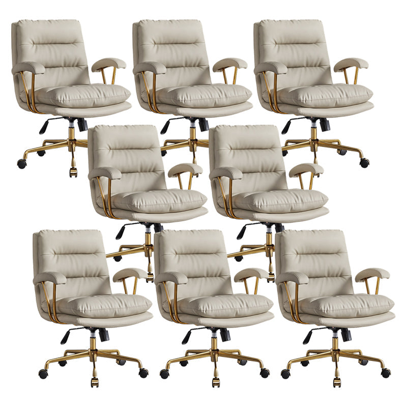 Padded Arms Modern Office Chair Adjustable Seat Height Desk Chair with Wheels Grey 8 Piece Set Clearhalo 'furn' 'furn_office_chair' 'Furniture' 'Office Chairs' 'Office Furniture' 'office_chair' 6600050