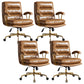Padded Arms Modern Office Chair Adjustable Seat Height Desk Chair with Wheels Brown 4 Piece Set Clearhalo 'furn' 'furn_office_chair' 'Furniture' 'Office Chairs' 'Office Furniture' 'office_chair' 6600057