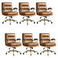 Padded Arms Modern Office Chair Adjustable Seat Height Desk Chair with Wheels Brown 6 Piece Set Clearhalo 'furn' 'furn_office_chair' 'Furniture' 'Office Chairs' 'Office Furniture' 'office_chair' 6600059