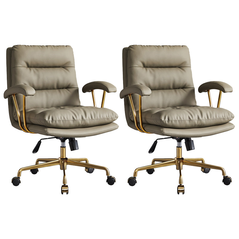 Padded Arms Modern Office Chair Adjustable Seat Height Desk Chair with Wheels Green 2 Piece Set Clearhalo 'furn' 'furn_office_chair' 'Furniture' 'Office Chairs' 'Office Furniture' 'office_chair' 6600061