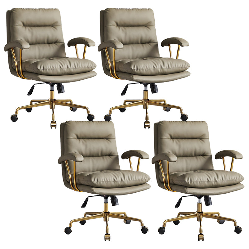Padded Arms Modern Office Chair Adjustable Seat Height Desk Chair with Wheels Green 4 Piece Set Clearhalo 'furn' 'furn_office_chair' 'Furniture' 'Office Chairs' 'Office Furniture' 'office_chair' 6600062