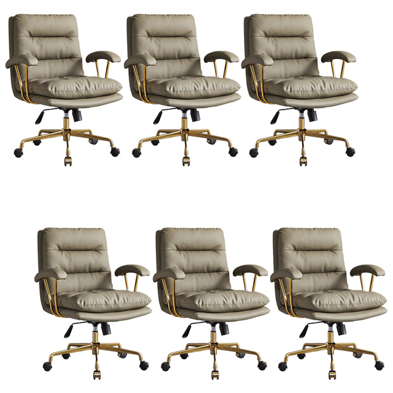Padded Arms Modern Office Chair Adjustable Seat Height Desk Chair with Wheels Green 6 Piece Set Clearhalo 'furn' 'furn_office_chair' 'Furniture' 'Office Chairs' 'Office Furniture' 'office_chair' 6600063