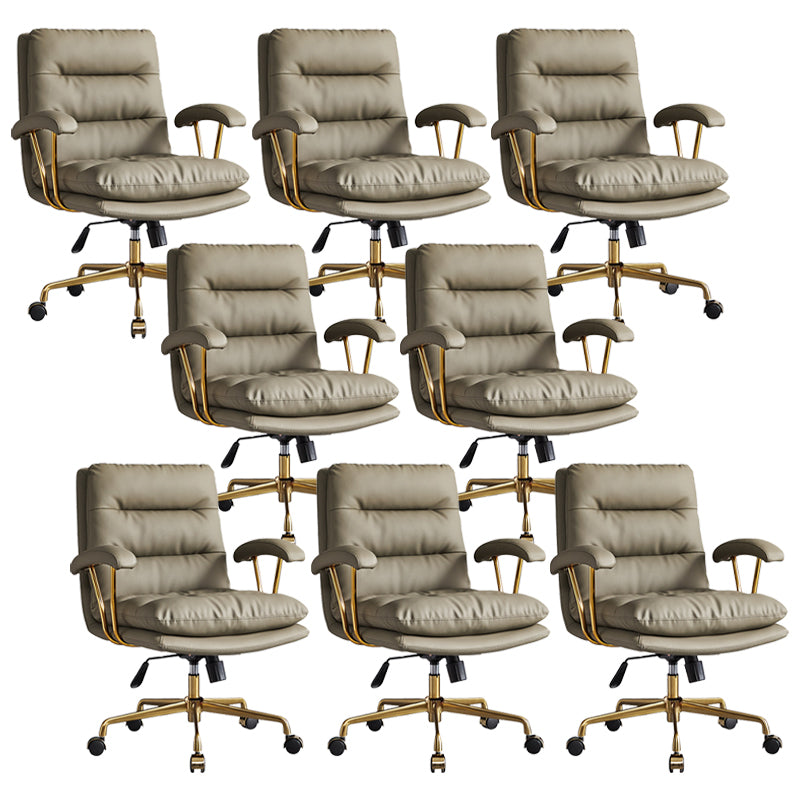 Padded Arms Modern Office Chair Adjustable Seat Height Desk Chair with Wheels Green 8 Piece Set Clearhalo 'furn' 'furn_office_chair' 'Furniture' 'Office Chairs' 'Office Furniture' 'office_chair' 6600064