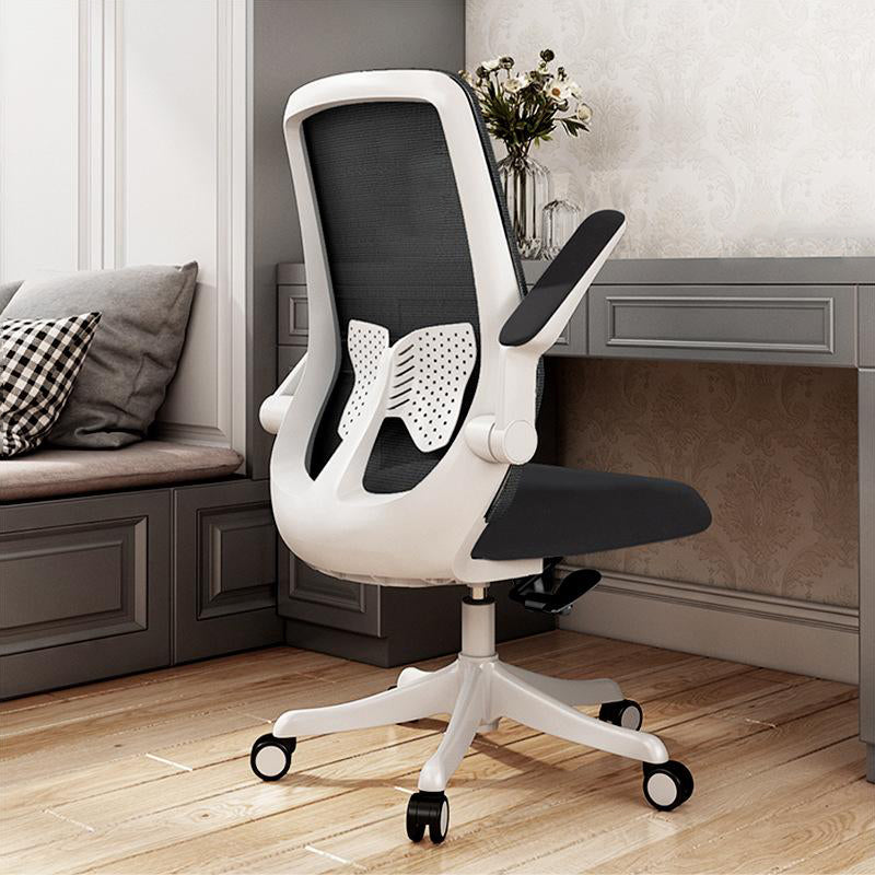 Modern Office Chair Tilt Mechanism Padded Arms Desk Chair with Wheels White-Black 1 Piece Clearhalo 'furn' 'furn_office_chair' 'Furniture' 'Office Chairs' 'Office Furniture' 'office_chair' 6600066