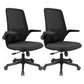 Modern Office Chair Tilt Mechanism Padded Arms Desk Chair with Wheels Black 2 Piece Set Clearhalo 'furn' 'furn_office_chair' 'Furniture' 'Office Chairs' 'Office Furniture' 'office_chair' 6600068