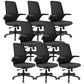 Modern Office Chair Tilt Mechanism Padded Arms Desk Chair with Wheels Black 8 Piece Set Clearhalo 'furn' 'furn_office_chair' 'Furniture' 'Office Chairs' 'Office Furniture' 'office_chair' 6600074