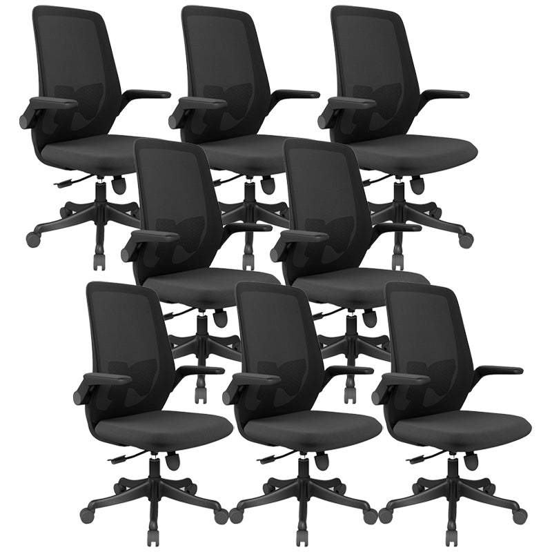 Modern Office Chair Tilt Mechanism Padded Arms Desk Chair with Wheels Black 8 Piece Set Clearhalo 'furn' 'furn_office_chair' 'Furniture' 'Office Chairs' 'Office Furniture' 'office_chair' 6600074