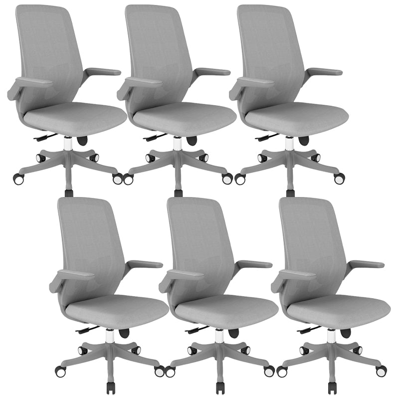 Modern Office Chair Tilt Mechanism Padded Arms Desk Chair with Wheels Grey 6 Piece Set Clearhalo 'furn' 'furn_office_chair' 'Furniture' 'Office Chairs' 'Office Furniture' 'office_chair' 6600082