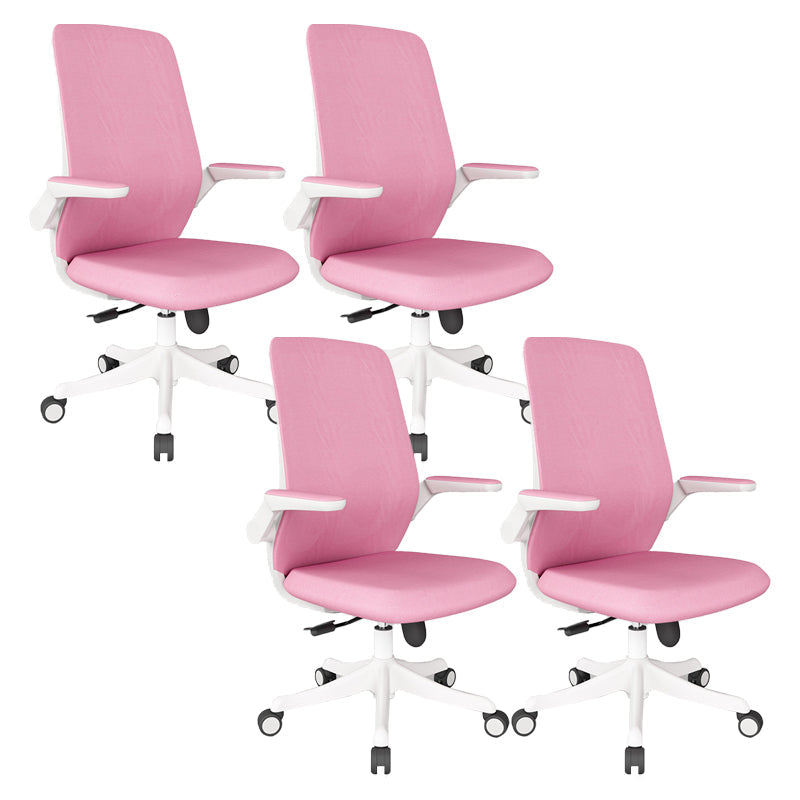 Modern Office Chair Tilt Mechanism Padded Arms Desk Chair with Wheels Pink 4 Piece Set Clearhalo 'furn' 'furn_office_chair' 'Furniture' 'Office Chairs' 'Office Furniture' 'office_chair' 6600087