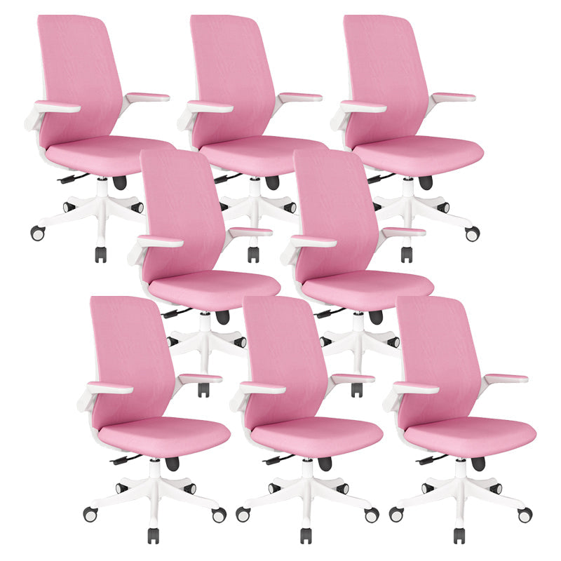 Modern Office Chair Tilt Mechanism Padded Arms Desk Chair with Wheels Pink 8 Piece Set Clearhalo 'furn' 'furn_office_chair' 'Furniture' 'Office Chairs' 'Office Furniture' 'office_chair' 6600089