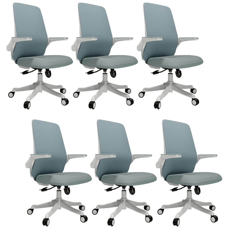 Modern Office Chair Tilt Mechanism Padded Arms Desk Chair with Wheels Blue 6 Piece Set Clearhalo 'furn' 'furn_office_chair' 'Furniture' 'Office Chairs' 'Office Furniture' 'office_chair' 6600092