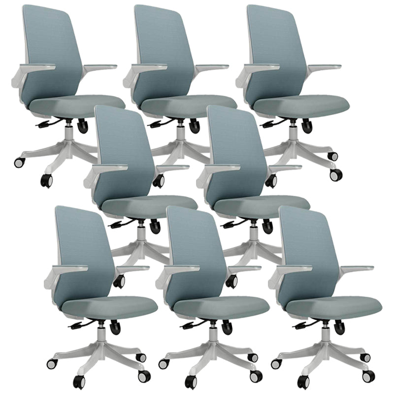 Modern Office Chair Tilt Mechanism Padded Arms Desk Chair with Wheels Blue 8 Piece Set Clearhalo 'furn' 'furn_office_chair' 'Furniture' 'Office Chairs' 'Office Furniture' 'office_chair' 6600093