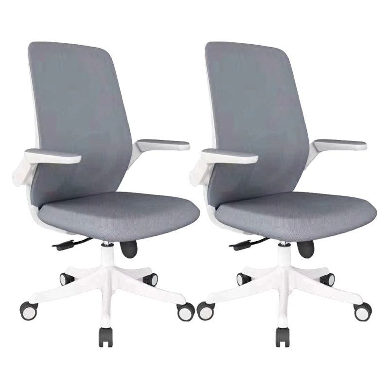 Modern Office Chair Tilt Mechanism Padded Arms Desk Chair with Wheels White-Gray 2 Piece Set Clearhalo 'furn' 'furn_office_chair' 'Furniture' 'Office Chairs' 'Office Furniture' 'office_chair' 6600095