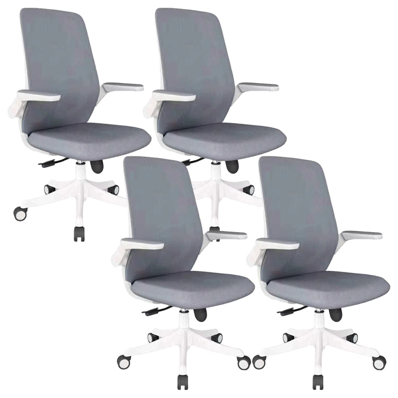 Modern Office Chair Tilt Mechanism Padded Arms Desk Chair with Wheels White-Gray 4 Piece Set Clearhalo 'furn' 'furn_office_chair' 'Furniture' 'Office Chairs' 'Office Furniture' 'office_chair' 6600096