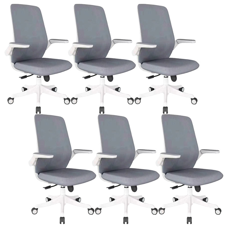 Modern Office Chair Tilt Mechanism Padded Arms Desk Chair with Wheels White-Gray 6 Piece Set Clearhalo 'furn' 'furn_office_chair' 'Furniture' 'Office Chairs' 'Office Furniture' 'office_chair' 6600097