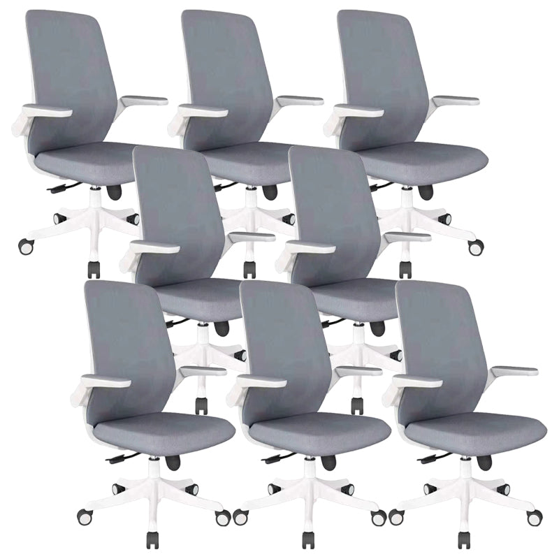 Modern Office Chair Tilt Mechanism Padded Arms Desk Chair with Wheels White-Gray 8 Piece Set Clearhalo 'furn' 'furn_office_chair' 'Furniture' 'Office Chairs' 'Office Furniture' 'office_chair' 6600098
