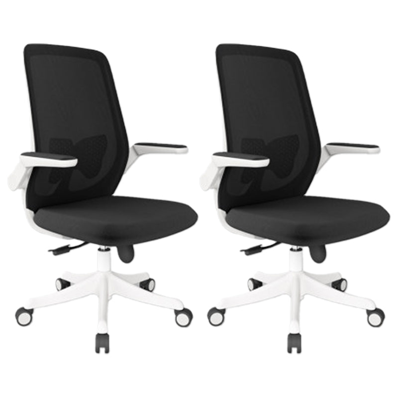 Modern Office Chair Tilt Mechanism Padded Arms Desk Chair with Wheels White-Black 2 Piece Set Clearhalo 'furn' 'furn_office_chair' 'Furniture' 'Office Chairs' 'Office Furniture' 'office_chair' 6600099