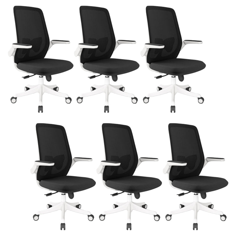Modern Office Chair Tilt Mechanism Padded Arms Desk Chair with Wheels White-Black 6 Piece Set Clearhalo 'furn' 'furn_office_chair' 'Furniture' 'Office Chairs' 'Office Furniture' 'office_chair' 6600101