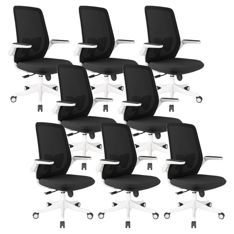 Modern Office Chair Tilt Mechanism Padded Arms Desk Chair with Wheels White-Black 8 Piece Set Clearhalo 'furn' 'furn_office_chair' 'Furniture' 'Office Chairs' 'Office Furniture' 'office_chair' 6600102
