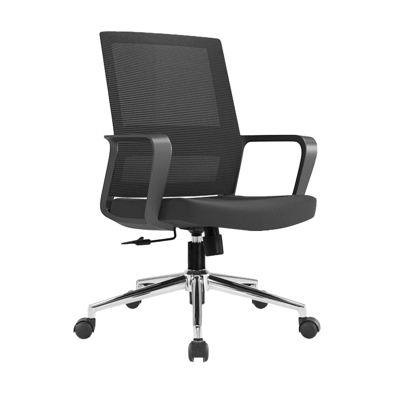 Modern Fixed Arms Conference Chair Mesh Seat and Back Chair for Office Black 1 Piece Casters Included Clearhalo 'furn' 'furn_office_chair' 'Furniture' 'Office Chairs' 'Office Furniture' 'office_chair' 6600105