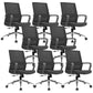 Modern Fixed Arms Conference Chair Mesh Seat and Back Chair for Office Black 8 Piece Set Casters Included Clearhalo 'furn' 'furn_office_chair' 'Furniture' 'Office Chairs' 'Office Furniture' 'office_chair' 6600113