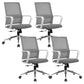 Modern Fixed Arms Conference Chair Mesh Seat and Back Chair for Office Grey 4 Piece Set Casters Included Clearhalo 'furn' 'furn_office_chair' 'Furniture' 'Office Chairs' 'Office Furniture' 'office_chair' 6600117