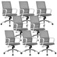 Modern Fixed Arms Conference Chair Mesh Seat and Back Chair for Office Grey 8 Piece Set Casters Included Clearhalo 'furn' 'furn_office_chair' 'Furniture' 'Office Chairs' 'Office Furniture' 'office_chair' 6600121