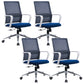 Modern Fixed Arms Conference Chair Mesh Seat and Back Chair for Office Blue 4 Piece Set Casters Included Clearhalo 'furn' 'furn_office_chair' 'Furniture' 'Office Chairs' 'Office Furniture' 'office_chair' 6600124