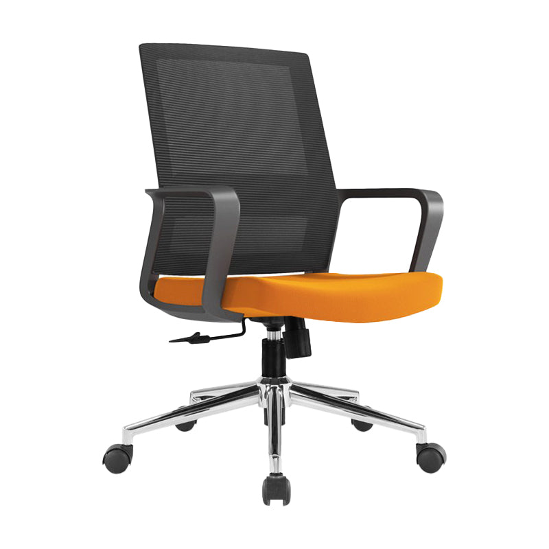 Modern Fixed Arms Conference Chair Mesh Seat and Back Chair for Office Orange 1 Piece Casters Included Clearhalo 'furn' 'furn_office_chair' 'Furniture' 'Office Chairs' 'Office Furniture' 'office_chair' 6600127