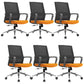 Modern Fixed Arms Conference Chair Mesh Seat and Back Chair for Office Orange 6 Piece Set Casters Included Clearhalo 'furn' 'furn_office_chair' 'Furniture' 'Office Chairs' 'Office Furniture' 'office_chair' 6600130
