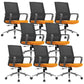 Modern Fixed Arms Conference Chair Mesh Seat and Back Chair for Office Orange 8 Piece Set Casters Included Clearhalo 'furn' 'furn_office_chair' 'Furniture' 'Office Chairs' 'Office Furniture' 'office_chair' 6600131
