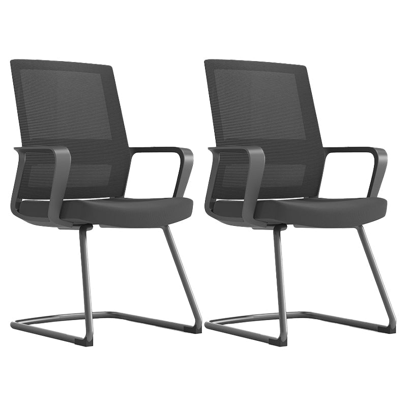 Modern Fixed Arms Conference Chair Mesh Seat and Back Chair for Office Black 2 Piece Set Casters Not Included Clearhalo 'furn' 'furn_office_chair' 'Furniture' 'Office Chairs' 'Office Furniture' 'office_chair' 6600133