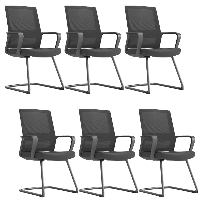 Modern Fixed Arms Conference Chair Mesh Seat and Back Chair for Office Black 6 Piece Set Casters Not Included Clearhalo 'furn' 'furn_office_chair' 'Furniture' 'Office Chairs' 'Office Furniture' 'office_chair' 6600135