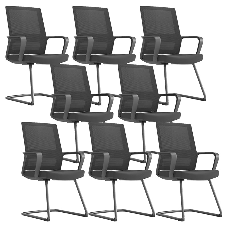 Modern Fixed Arms Conference Chair Mesh Seat and Back Chair for Office Black 8 Piece Set Casters Not Included Clearhalo 'furn' 'furn_office_chair' 'Furniture' 'Office Chairs' 'Office Furniture' 'office_chair' 6600136