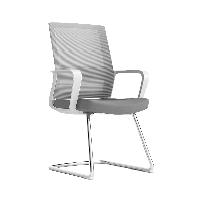 Modern Fixed Arms Conference Chair Mesh Seat and Back Chair for Office Grey 1 Piece Casters Not Included Clearhalo 'furn' 'furn_office_chair' 'Furniture' 'Office Chairs' 'Office Furniture' 'office_chair' 6600137