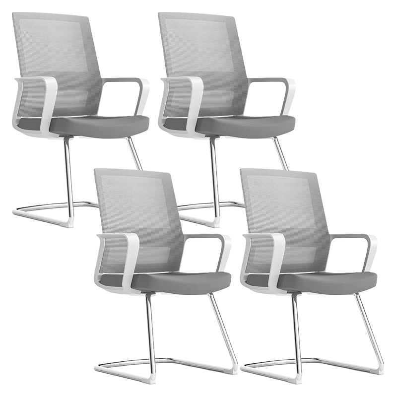 Modern Fixed Arms Conference Chair Mesh Seat and Back Chair for Office Grey 4 Piece Set Casters Not Included Clearhalo 'furn' 'furn_office_chair' 'Furniture' 'Office Chairs' 'Office Furniture' 'office_chair' 6600139