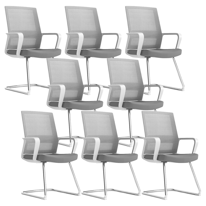 Modern Fixed Arms Conference Chair Mesh Seat and Back Chair for Office Grey 8 Piece Set Casters Not Included Clearhalo 'furn' 'furn_office_chair' 'Furniture' 'Office Chairs' 'Office Furniture' 'office_chair' 6600141