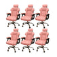 Modern Style Gaming Chair Faux Leather Fixed Arm Desk Chair for Home Pink 6 Piece Set Without Footrest Clearhalo 'furn' 'furn_office_chair' 'Furniture' 'Office Chairs' 'Office Furniture' 'office_chair' 6600290